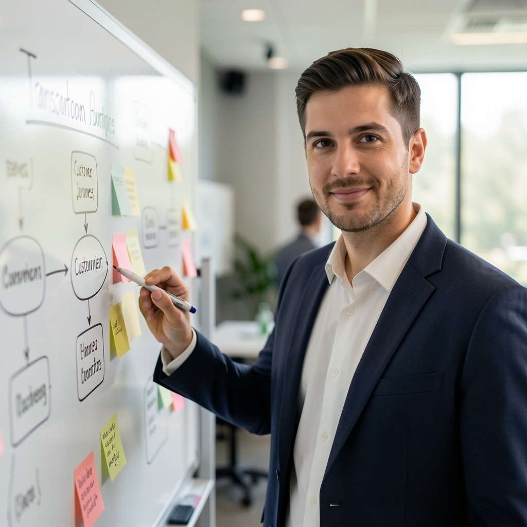 Enterprise digital transformation planning session with business workflows and modernization initiatives